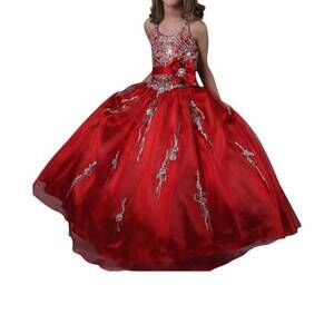 NEW LITTLE ROSIE girl's sleeveless maxi dress in red